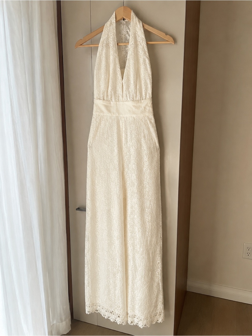 Zimmermann Ivory Lace Halter Maxi Dress with Belt - Picture 3 of 4